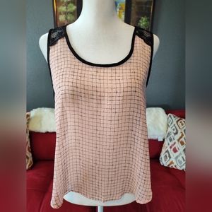 Lush Size Small Pink and Black lace Blouse